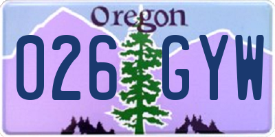 OR license plate 026GYW
