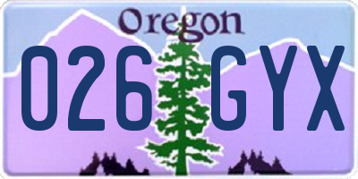 OR license plate 026GYX