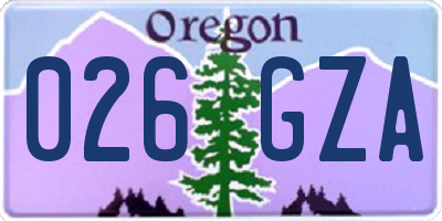 OR license plate 026GZA