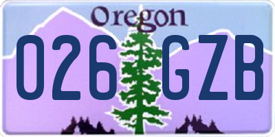 OR license plate 026GZB