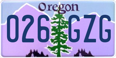 OR license plate 026GZG