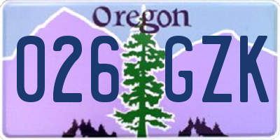 OR license plate 026GZK