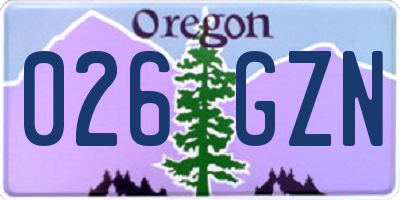 OR license plate 026GZN