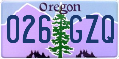 OR license plate 026GZQ