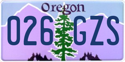 OR license plate 026GZS