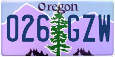 OR license plate 026GZW