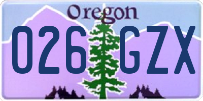 OR license plate 026GZX