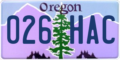 OR license plate 026HAC