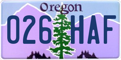 OR license plate 026HAF