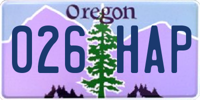 OR license plate 026HAP