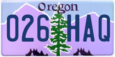 OR license plate 026HAQ