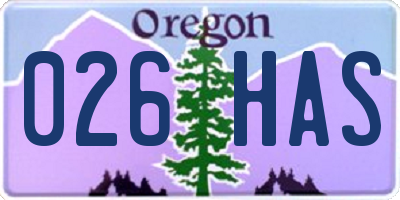 OR license plate 026HAS