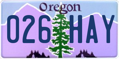 OR license plate 026HAY