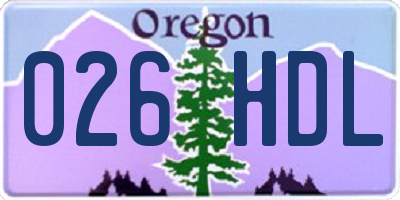 OR license plate 026HDL