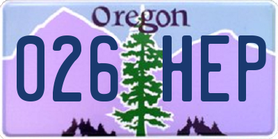 OR license plate 026HEP