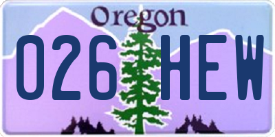 OR license plate 026HEW