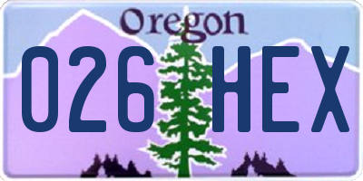OR license plate 026HEX