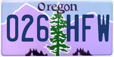 OR license plate 026HFW