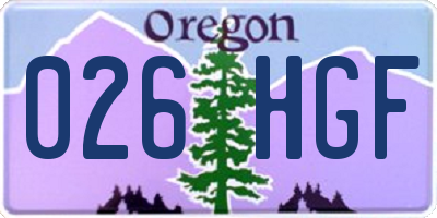 OR license plate 026HGF
