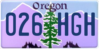 OR license plate 026HGH