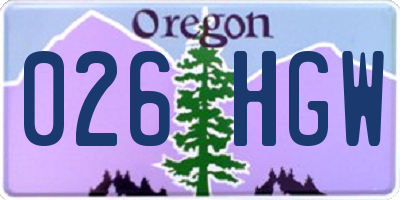 OR license plate 026HGW