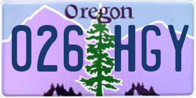 OR license plate 026HGY