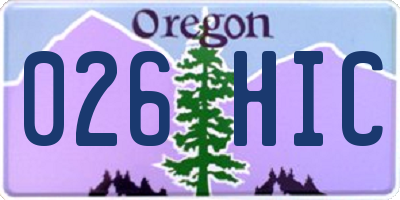 OR license plate 026HIC