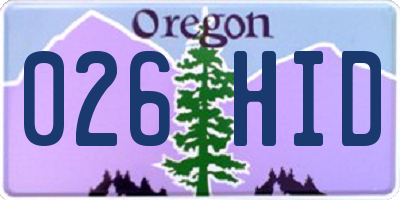OR license plate 026HID