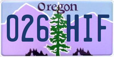 OR license plate 026HIF