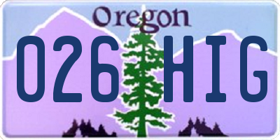 OR license plate 026HIG