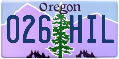 OR license plate 026HIL