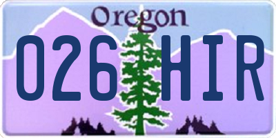 OR license plate 026HIR