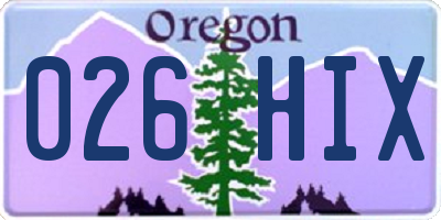 OR license plate 026HIX
