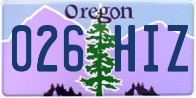 OR license plate 026HIZ