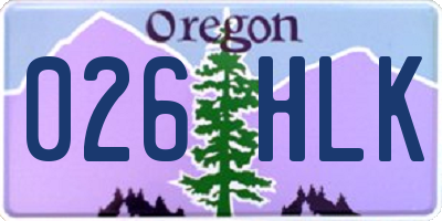 OR license plate 026HLK