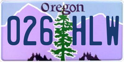 OR license plate 026HLW