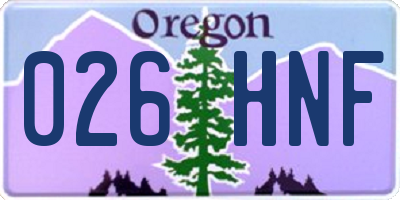 OR license plate 026HNF