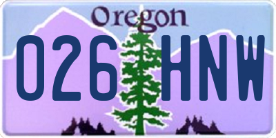 OR license plate 026HNW