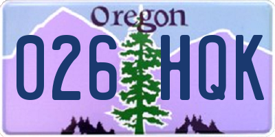 OR license plate 026HQK