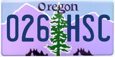 OR license plate 026HSC