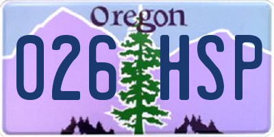 OR license plate 026HSP
