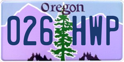 OR license plate 026HWP