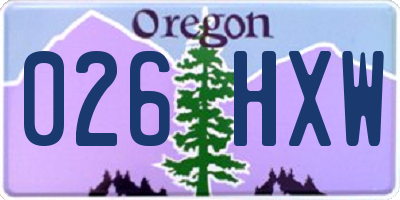 OR license plate 026HXW