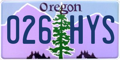 OR license plate 026HYS