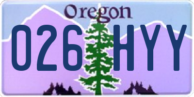 OR license plate 026HYY