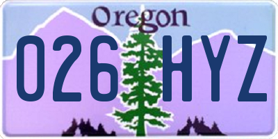 OR license plate 026HYZ