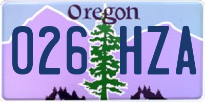 OR license plate 026HZA