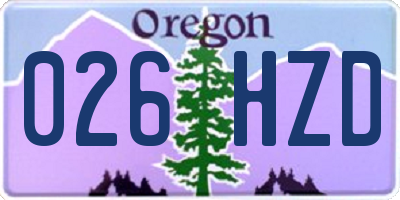 OR license plate 026HZD