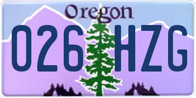 OR license plate 026HZG