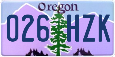 OR license plate 026HZK